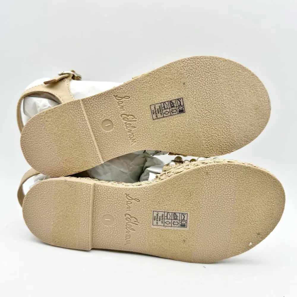 Sam Edelman Kids Holly Sandals US 1 M EU 32 Natural Beige Linen NIB